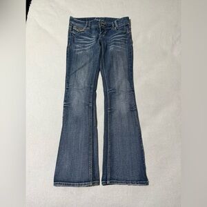 Amethyst Jeans Womens 5 Blue Bootcut Low Rise Medium Wash Stretch Flap Pockets